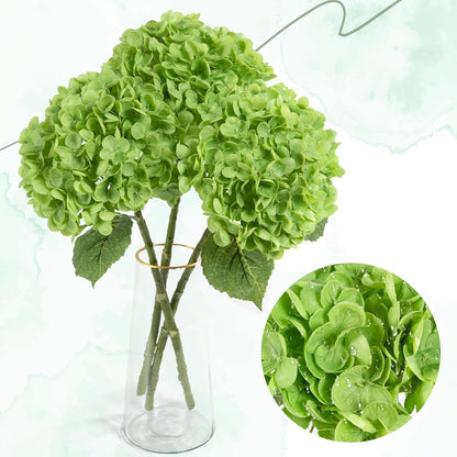 3 Pcs Green Hydrangea Artificial Flowers Realistic Real Touch Latex Flower | Faux Hydrangeas Decor for Wedding Table Centerpieces Home Party Outdoor Arrangements Vase