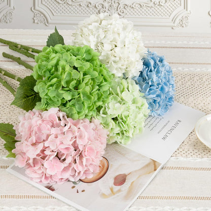 3 Pcs Green Hydrangea Artificial Flowers Realistic Real Touch Latex Flower | Faux Hydrangeas Decor for Wedding Table Centerpieces Home Party Outdoor Arrangements Vase