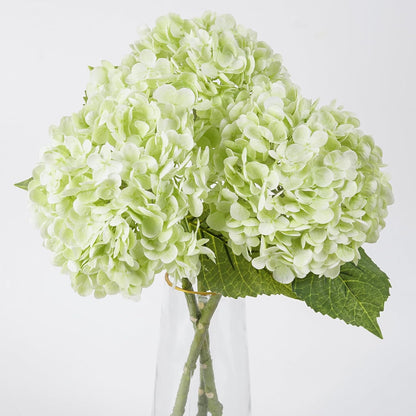 3 Pcs Green Hydrangea Artificial Flowers Realistic Real Touch Latex Flower | Faux Hydrangeas Decor for Wedding Table Centerpieces Home Party Outdoor Arrangements Vase