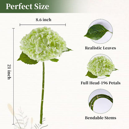 3 Pcs Green Hydrangea Artificial Flowers Realistic Real Touch Latex Flower | Faux Hydrangeas Decor for Wedding Table Centerpieces Home Party Outdoor Arrangements Vase