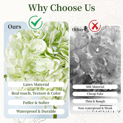 3 Pcs Green Hydrangea Artificial Flowers Realistic Real Touch Latex Flower | Faux Hydrangeas Decor for Wedding Table Centerpieces Home Party Outdoor Arrangements Vase
