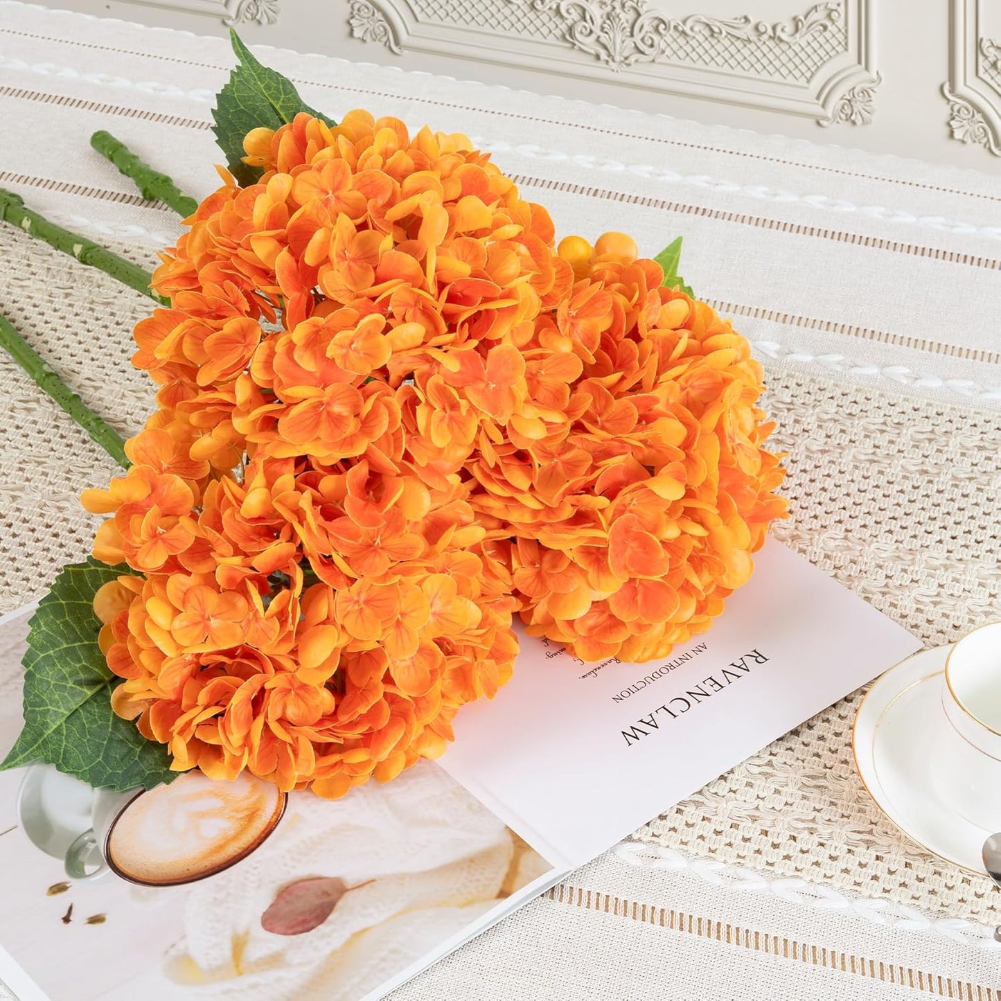 3 Pcs Green Hydrangea Artificial Flowers Realistic Real Touch Latex Flower | Faux Hydrangeas Decor for Wedding Table Centerpieces Home Party Outdoor Arrangements Vase