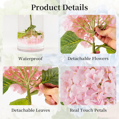 3 Pcs Green Hydrangea Artificial Flowers Realistic Real Touch Latex Flower | Faux Hydrangeas Decor for Wedding Table Centerpieces Home Party Outdoor Arrangements Vase