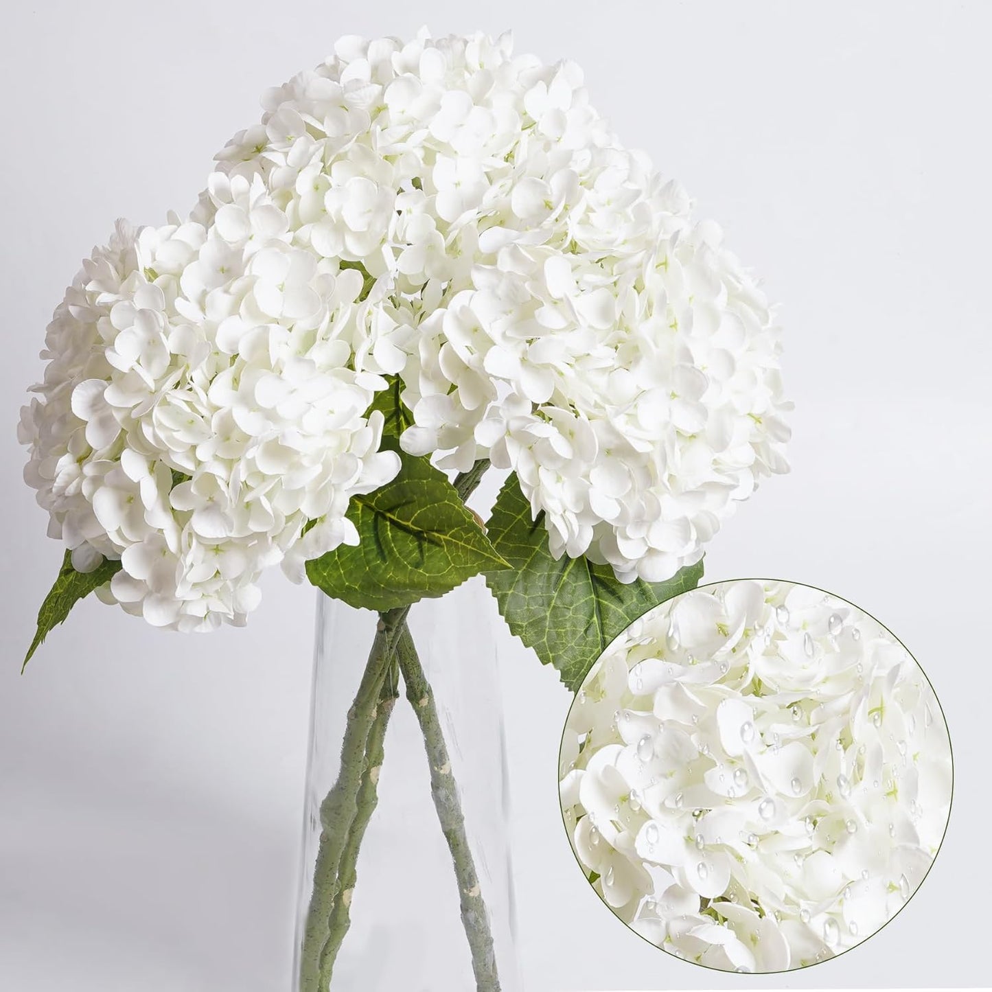 3 Pcs Green Hydrangea Artificial Flowers Realistic Real Touch Latex Flower | Faux Hydrangeas Decor for Wedding Table Centerpieces Home Party Outdoor Arrangements Vase
