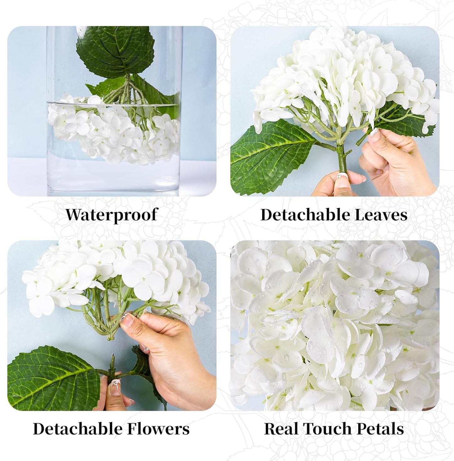 3 Pcs Green Hydrangea Artificial Flowers Realistic Real Touch Latex Flower | Faux Hydrangeas Decor for Wedding Table Centerpieces Home Party Outdoor Arrangements Vase