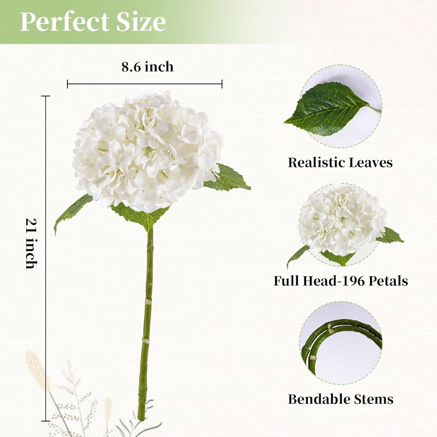 3 Pcs Green Hydrangea Artificial Flowers Realistic Real Touch Latex Flower | Faux Hydrangeas Decor for Wedding Table Centerpieces Home Party Outdoor Arrangements Vase