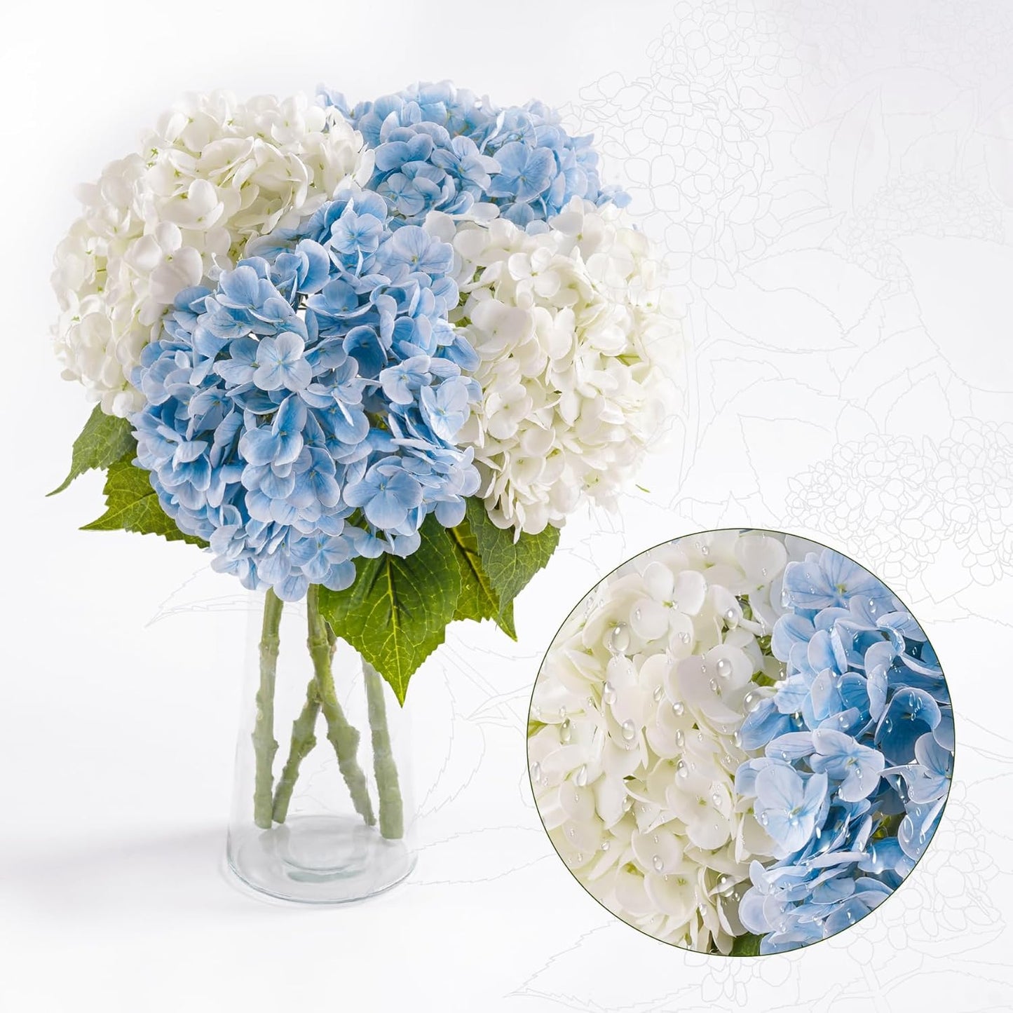 3 Pcs Green Hydrangea Artificial Flowers Realistic Real Touch Latex Flower | Faux Hydrangeas Decor for Wedding Table Centerpieces Home Party Outdoor Arrangements Vase
