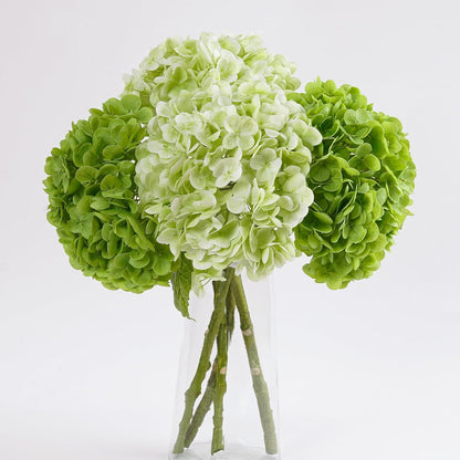 3 Pcs Green Hydrangea Artificial Flowers Realistic Real Touch Latex Flower | Faux Hydrangeas Decor for Wedding Table Centerpieces Home Party Outdoor Arrangements Vase