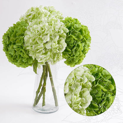3 Pcs Green Hydrangea Artificial Flowers Realistic Real Touch Latex Flower | Faux Hydrangeas Decor for Wedding Table Centerpieces Home Party Outdoor Arrangements Vase