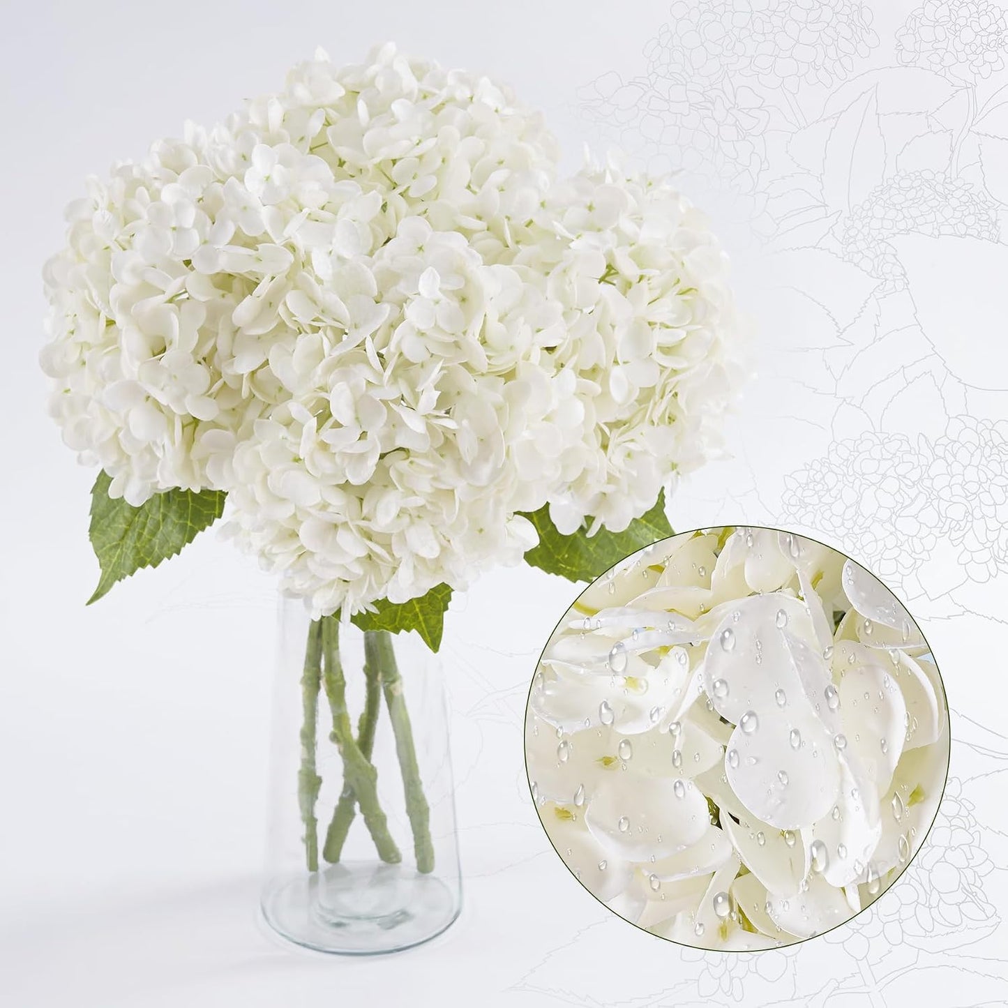 3 Pcs Green Hydrangea Artificial Flowers Realistic Real Touch Latex Flower | Faux Hydrangeas Decor for Wedding Table Centerpieces Home Party Outdoor Arrangements Vase