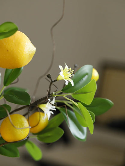Artificial Lemon Branches, 8 Head Fake Lemons Stems, Faux Lemon Branches for Vase, Lemon Themed Picks for Room Kitchen Office Outdoor and Party Decoration