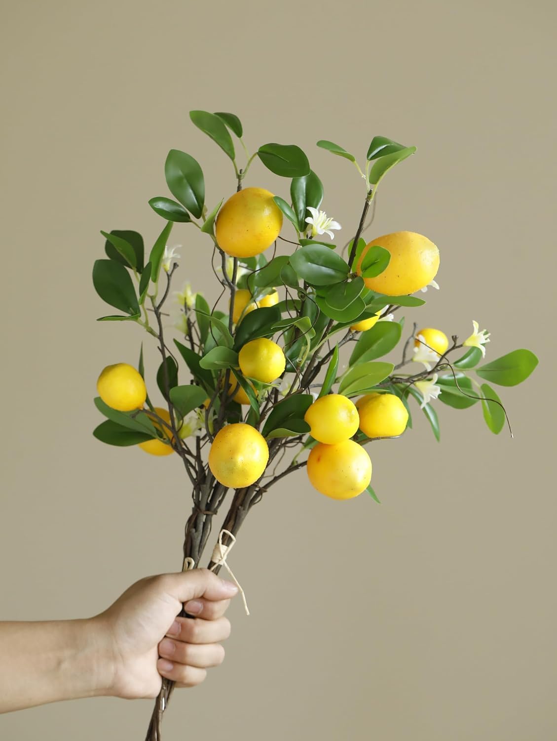 Artificial Lemon Branches, 8 Head Fake Lemons Stems, Faux Lemon Branches for Vase, Lemon Themed Picks for Room Kitchen Office Outdoor and Party Decoration