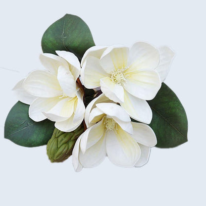 3Pcs Artificial Magnolia Flowers, 11 inch,White Silk Artificial Magnolia Flowers Decoration Bouquet,L,for Wedding Party Home