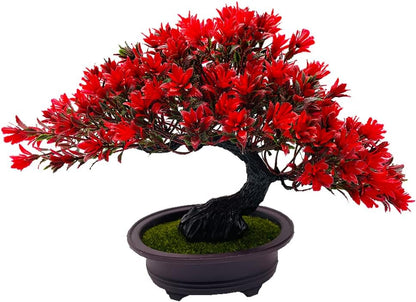 Artificial Plants & Greenery Fake Plants Plastic Artificial Bonsai Tree, Red Bonsai Tree Faux Juniper for Home Bedroom Living Room Office Desk Bookshelf Farmhouse Decor Zen Garden Decorations