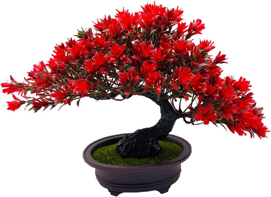 Artificial Plants & Greenery Fake Plants Plastic Artificial Bonsai Tree, Red Bonsai Tree Faux Juniper for Home Bedroom Living Room Office Desk Bookshelf Farmhouse Decor Zen Garden Decorations