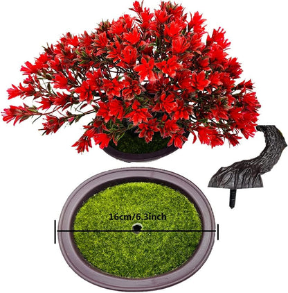Artificial Plants & Greenery Fake Plants Plastic Artificial Bonsai Tree, Red Bonsai Tree Faux Juniper for Home Bedroom Living Room Office Desk Bookshelf Farmhouse Decor Zen Garden Decorations