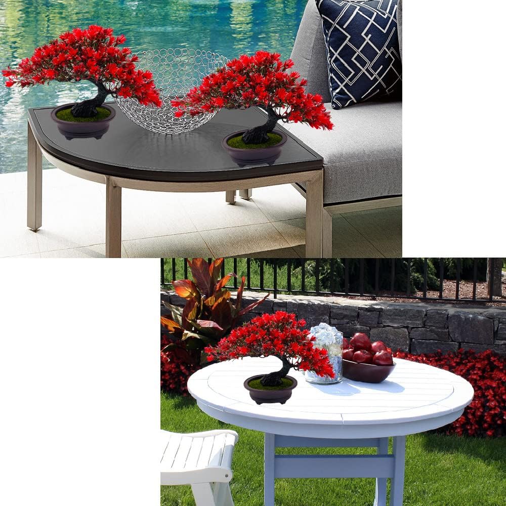 Artificial Plants & Greenery Fake Plants Plastic Artificial Bonsai Tree, Red Bonsai Tree Faux Juniper for Home Bedroom Living Room Office Desk Bookshelf Farmhouse Decor Zen Garden Decorations