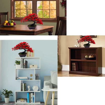 Artificial Plants & Greenery Fake Plants Plastic Artificial Bonsai Tree, Red Bonsai Tree Faux Juniper for Home Bedroom Living Room Office Desk Bookshelf Farmhouse Decor Zen Garden Decorations