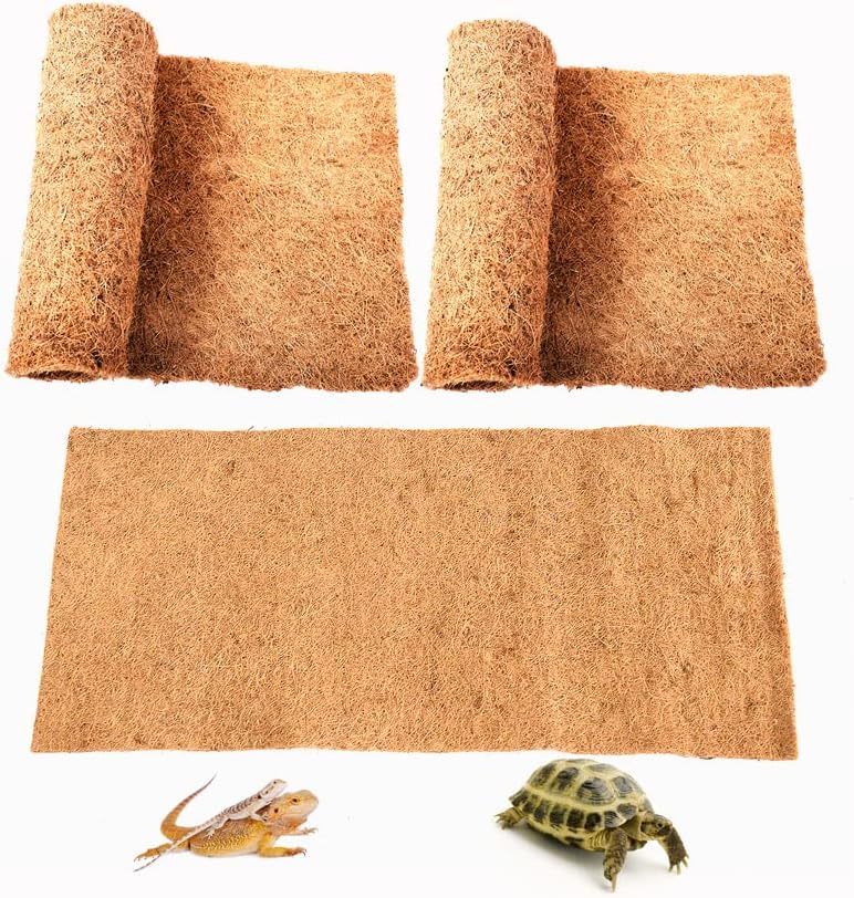 Reptile Carpet Natural Coconut Fiber, 36" x 18" Tortoise Carpet Mat for Pet Terrarium Liner, Reptile Bedding Supplies for Lizard, Snake, Chameleon, Turtle, Bearded Dragon