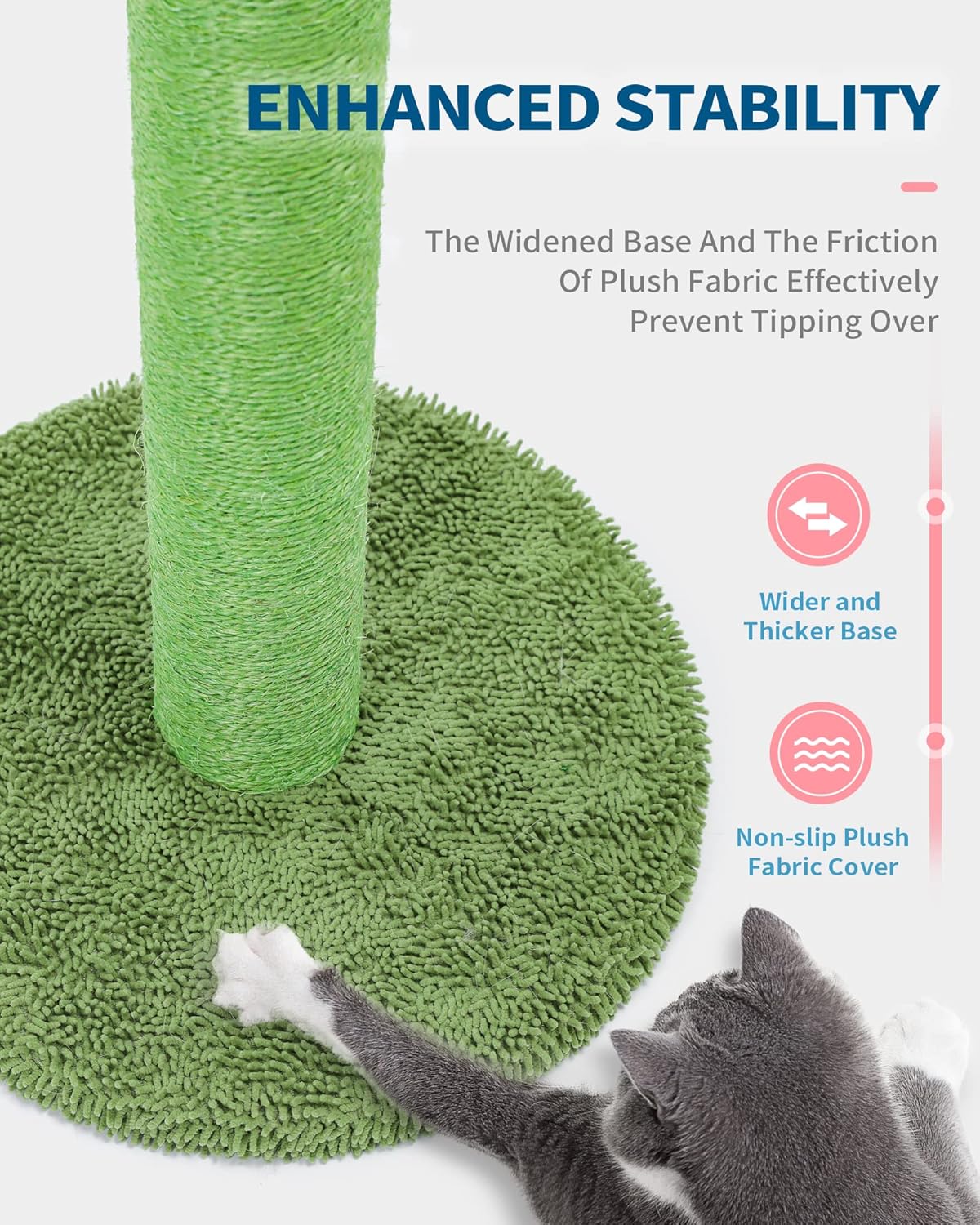 Cactus Cat Scratching Post for Small Indoor Cats & Kittens, 21.7" | Natural Sisal Rope Cat Scratcher with Stable Base and Plush Ball for Kittens to Scratch, Play and Develop Healthy Habits