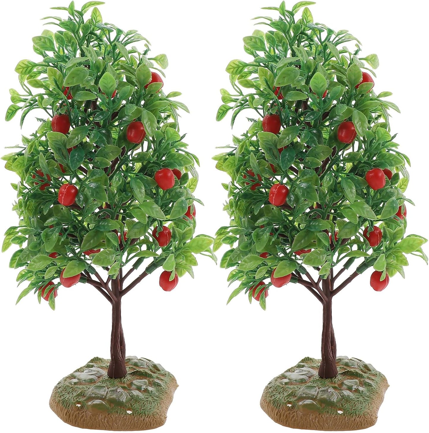 2Pcs Artificial Tree Model - Miniature Fruit Trees for Micro Landscape, Dollhouse, Sand Table Scenery Decor