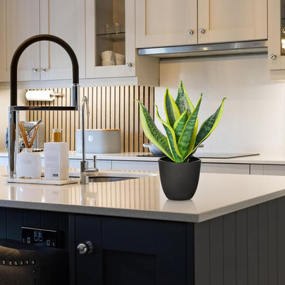 Fake Snake Plant 16" Faux Potted Plant Artificial Snake Plant with White Ceramic Pot Sansevieria Plant Perfect for House Modern Living Room Office Housewarming Gift Indoor Decor