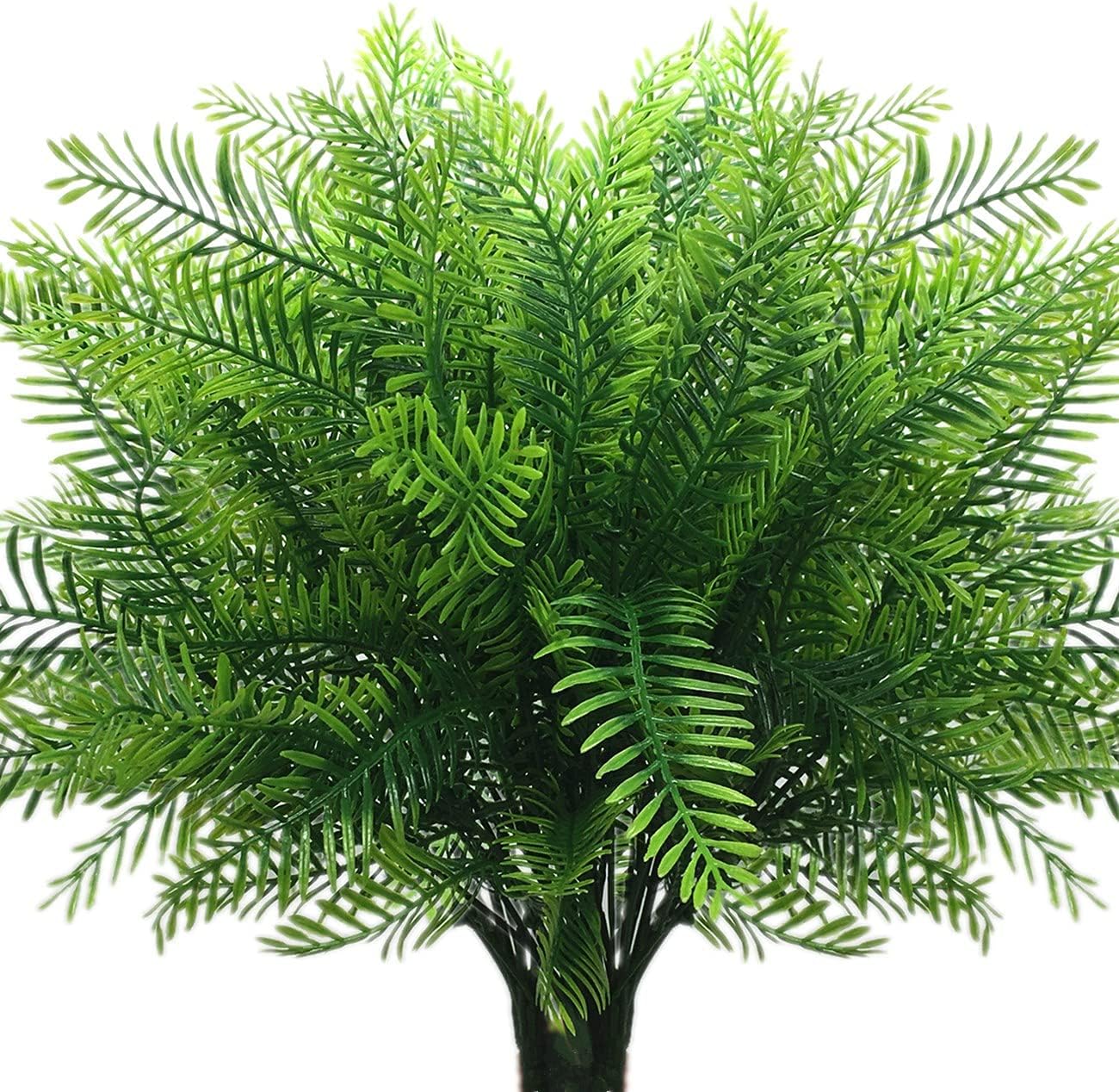 Artificial Shrubs Bushes, Plastic Wheat Grass Green Leaves Fake Plants for Indoor Outdoor Home Garden Verandah Kitchen Office Wedding Arrangements Christmas Decoration 8 Pack