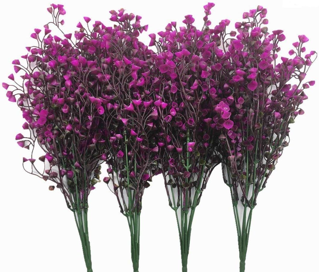 Artificial Shrubs Bushes, Plastic Wheat Grass Green Leaves Fake Plants for Indoor Outdoor Home Garden Verandah Kitchen Office Wedding Arrangements Christmas Decoration 8 Pack