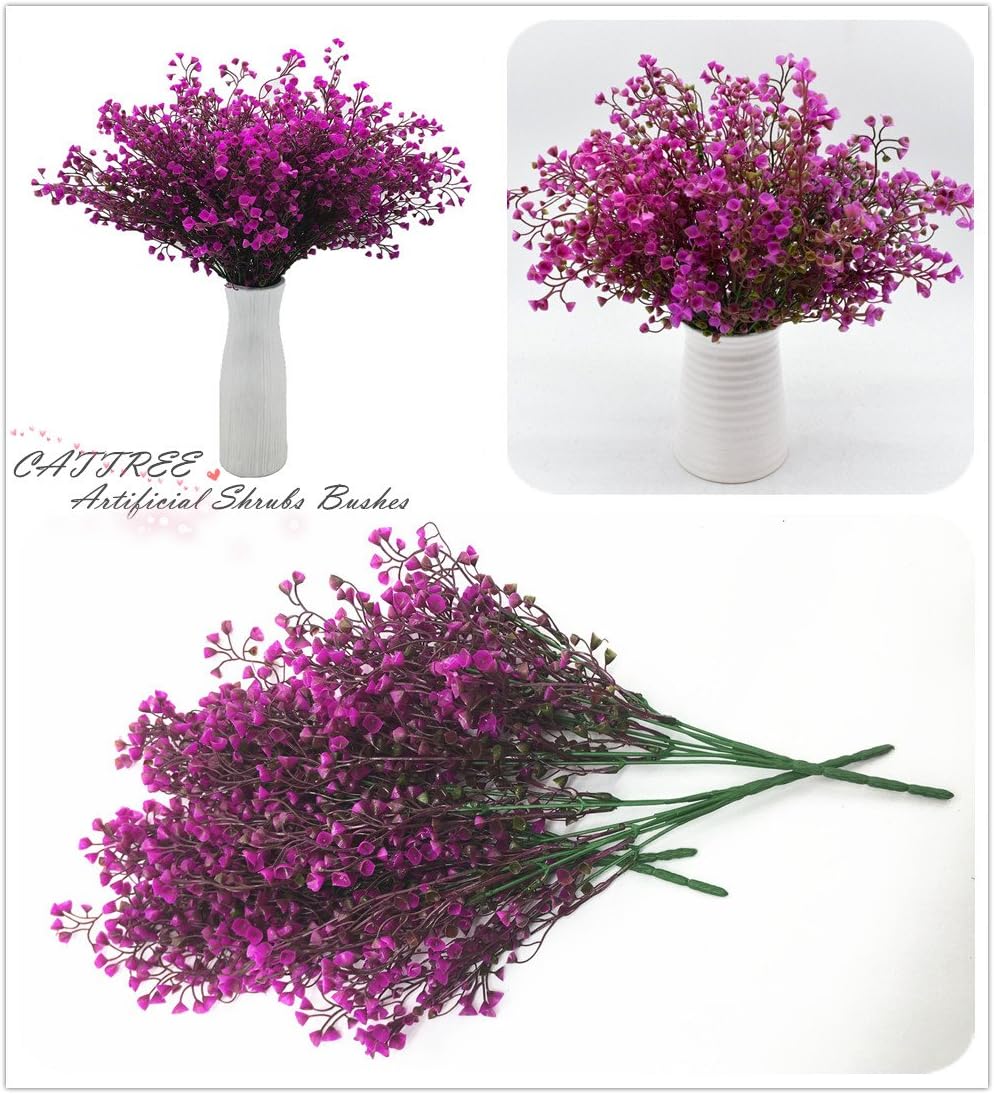 Artificial Shrubs Bushes, Plastic Wheat Grass Green Leaves Fake Plants for Indoor Outdoor Home Garden Verandah Kitchen Office Wedding Arrangements Christmas Decoration 8 Pack