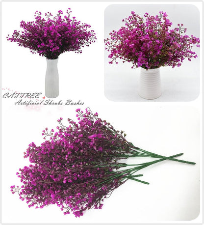 Artificial Shrubs Bushes, Plastic Wheat Grass Green Leaves Fake Plants for Indoor Outdoor Home Garden Verandah Kitchen Office Wedding Arrangements Christmas Decoration 8 Pack