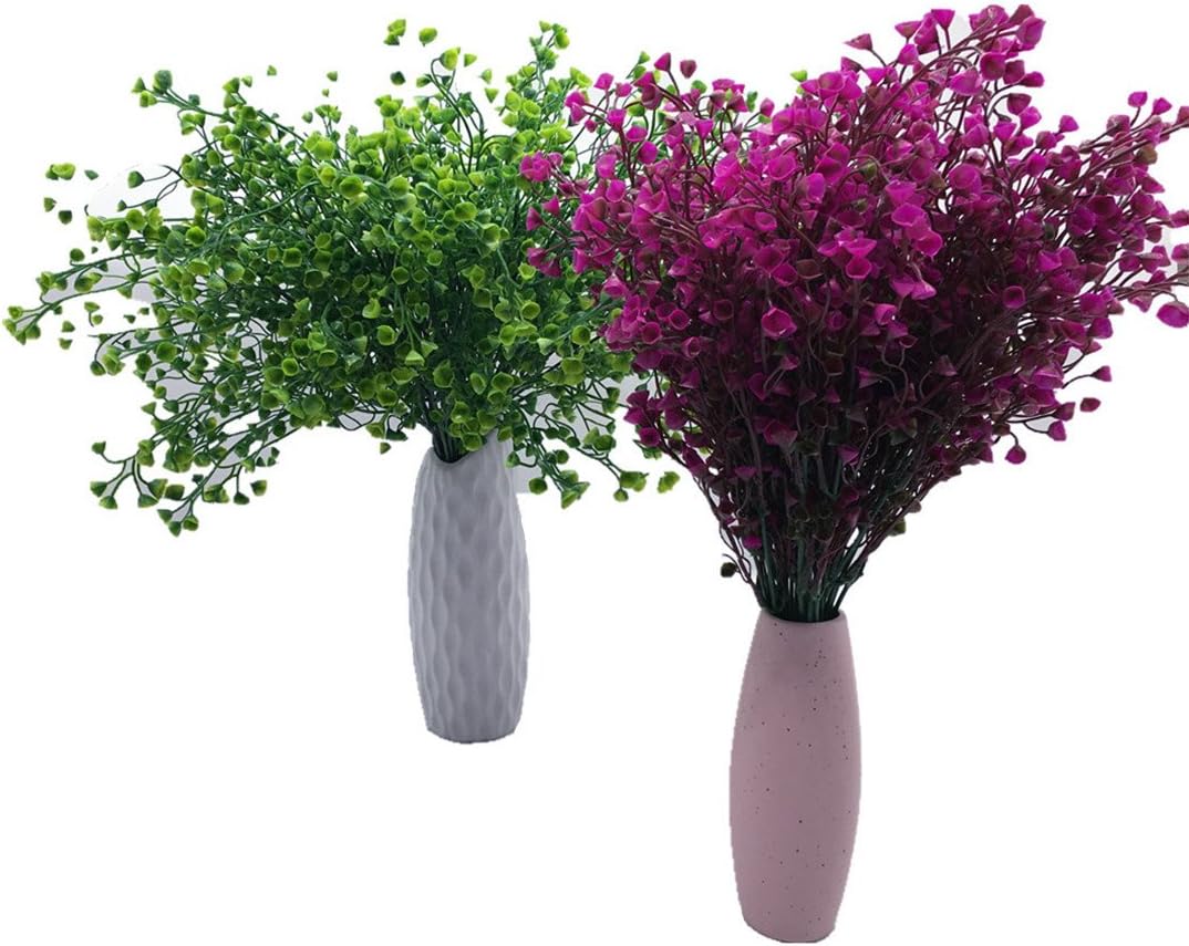 Artificial Shrubs Bushes, Plastic Wheat Grass Green Leaves Fake Plants for Indoor Outdoor Home Garden Verandah Kitchen Office Wedding Arrangements Christmas Decoration 8 Pack