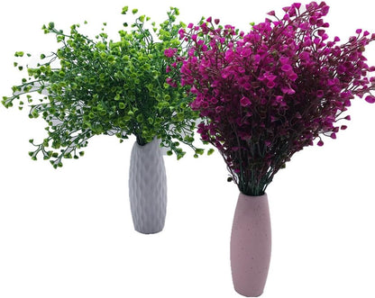 Artificial Shrubs Bushes, Plastic Wheat Grass Green Leaves Fake Plants for Indoor Outdoor Home Garden Verandah Kitchen Office Wedding Arrangements Christmas Decoration 8 Pack