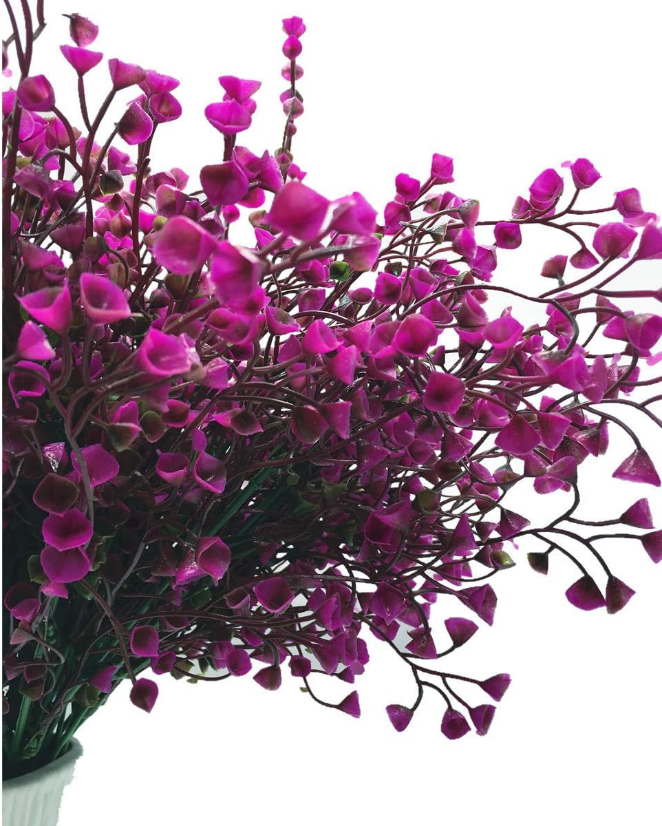 Artificial Shrubs Bushes, Plastic Wheat Grass Green Leaves Fake Plants for Indoor Outdoor Home Garden Verandah Kitchen Office Wedding Arrangements Christmas Decoration 8 Pack
