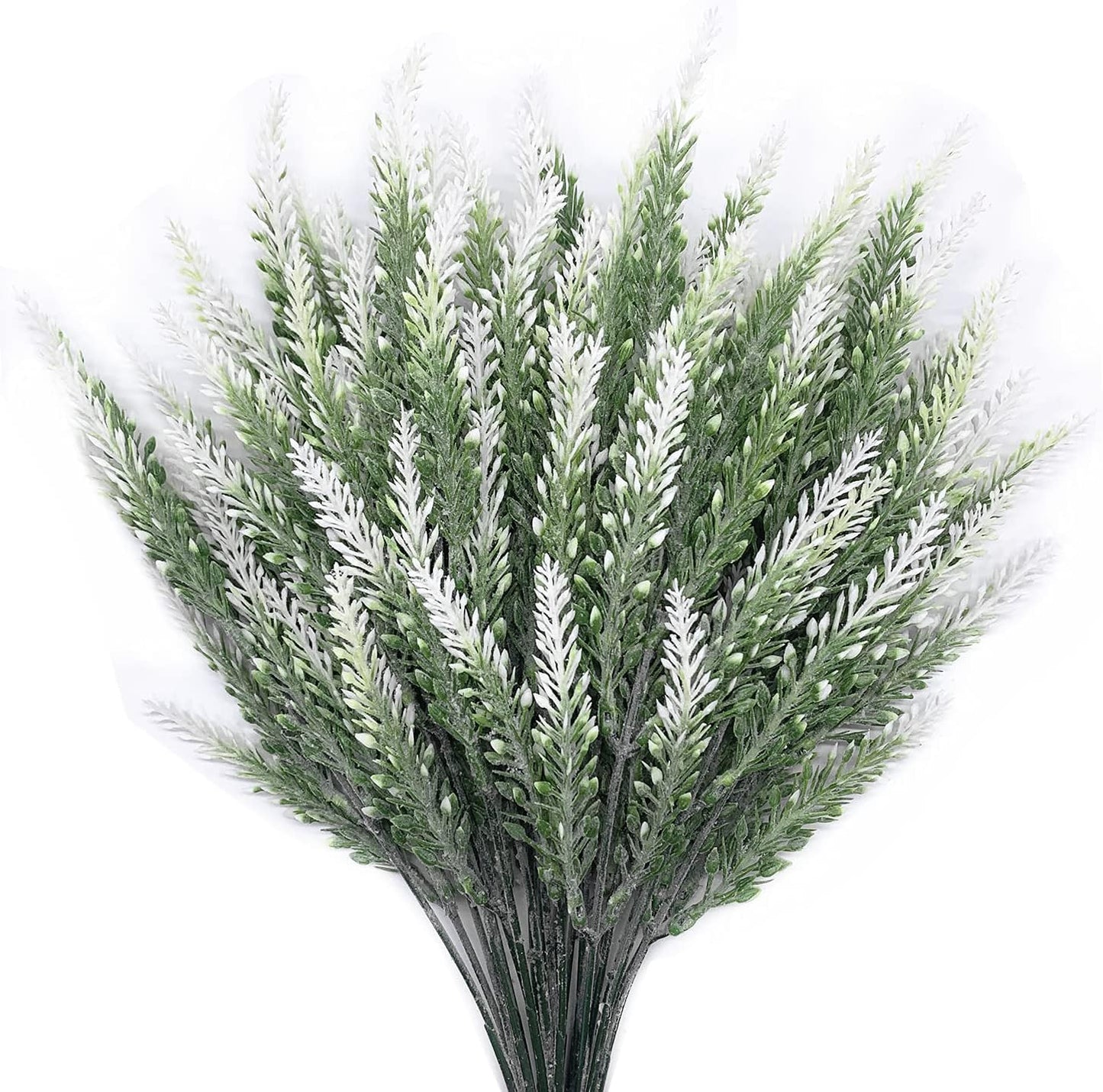 Artificial Shrubs Bushes, Plastic Wheat Grass Green Leaves Fake Plants for Indoor Outdoor Home Garden Verandah Kitchen Office Wedding Arrangements Christmas Decoration 8 Pack