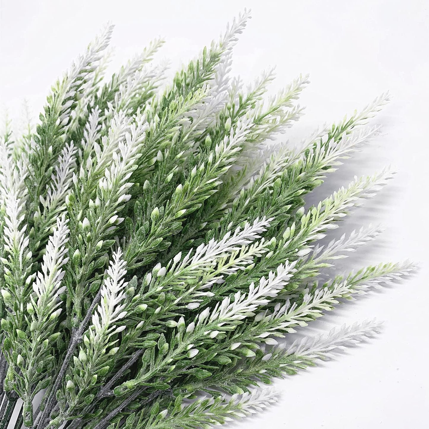 Artificial Shrubs Bushes, Plastic Wheat Grass Green Leaves Fake Plants for Indoor Outdoor Home Garden Verandah Kitchen Office Wedding Arrangements Christmas Decoration 8 Pack