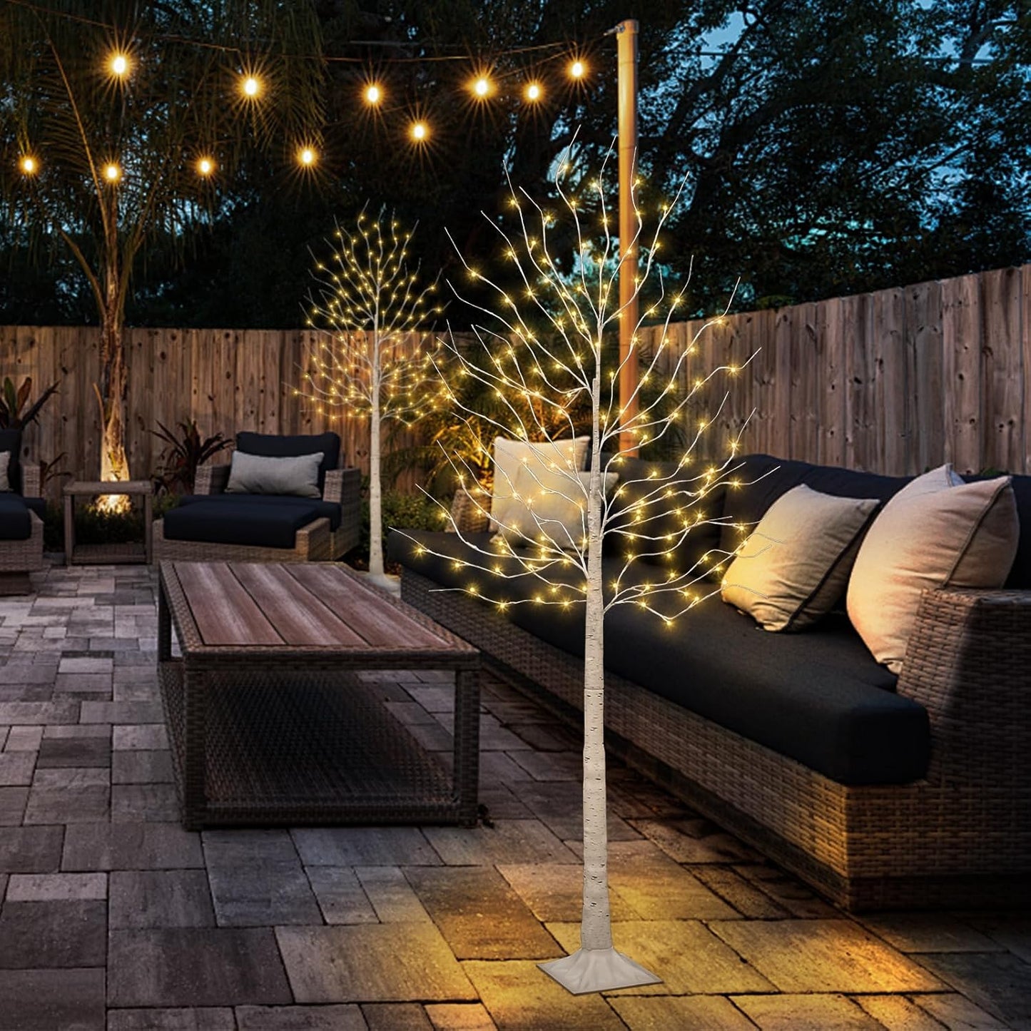 3Pack Lighted Birch Tree with 144 Warm White Lights, 8 Modes Prelit White Artificial Christmas Trees with Timer for Holiday Indoor Outdoor Decor Garden Wedding Party Bedroom Decoration(4, 5, 6FT)