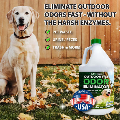 Concentrated Enzymes Outdoor Odor Eliminator, Turf and Yard Cleaner for Pet Urine, Deodorizer for Dog & Cat Waste & Smells, Makes 5 to 64 Gallons, Use on Grass, Patios, Kennels