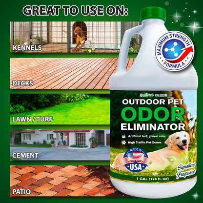 Concentrated Enzymes Outdoor Odor Eliminator, Turf and Yard Cleaner for Pet Urine, Deodorizer for Dog & Cat Waste & Smells, Makes 5 to 64 Gallons, Use on Grass, Patios, Kennels