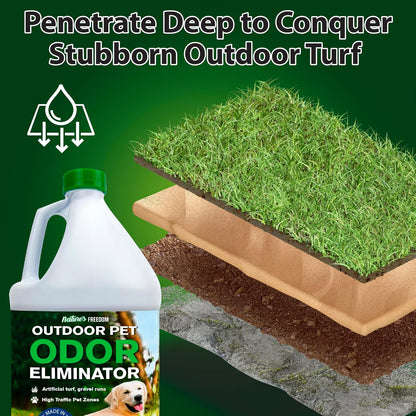 Concentrated Enzymes Outdoor Odor Eliminator, Turf and Yard Cleaner for Pet Urine, Deodorizer for Dog & Cat Waste & Smells, Makes 5 to 64 Gallons, Use on Grass, Patios, Kennels