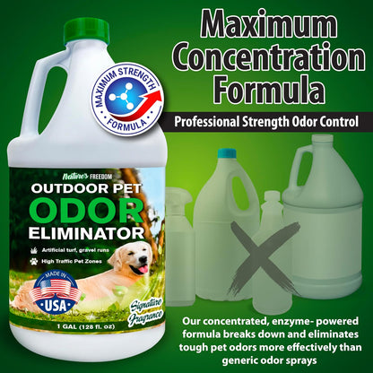 Concentrated Enzymes Outdoor Odor Eliminator, Turf and Yard Cleaner for Pet Urine, Deodorizer for Dog & Cat Waste & Smells, Makes 5 to 64 Gallons, Use on Grass, Patios, Kennels