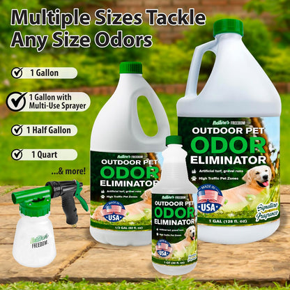 Concentrated Enzymes Outdoor Odor Eliminator, Turf and Yard Cleaner for Pet Urine, Deodorizer for Dog & Cat Waste & Smells, Makes 5 to 64 Gallons, Use on Grass, Patios, Kennels