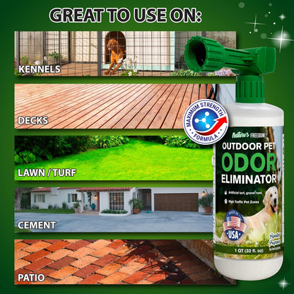 Concentrated Enzymes Outdoor Odor Eliminator, Turf and Yard Cleaner for Pet Urine, Deodorizer for Dog & Cat Waste & Smells, Makes 5 to 64 Gallons, Use on Grass, Patios, Kennels