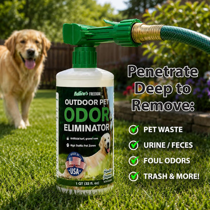 Concentrated Enzymes Outdoor Odor Eliminator, Turf and Yard Cleaner for Pet Urine, Deodorizer for Dog & Cat Waste & Smells, Makes 5 to 64 Gallons, Use on Grass, Patios, Kennels