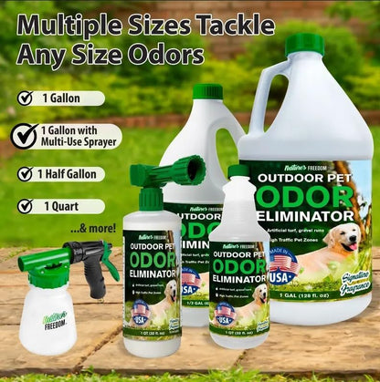 Concentrated Enzymes Outdoor Odor Eliminator, Turf and Yard Cleaner for Pet Urine, Deodorizer for Dog & Cat Waste & Smells, Makes 5 to 64 Gallons, Use on Grass, Patios, Kennels