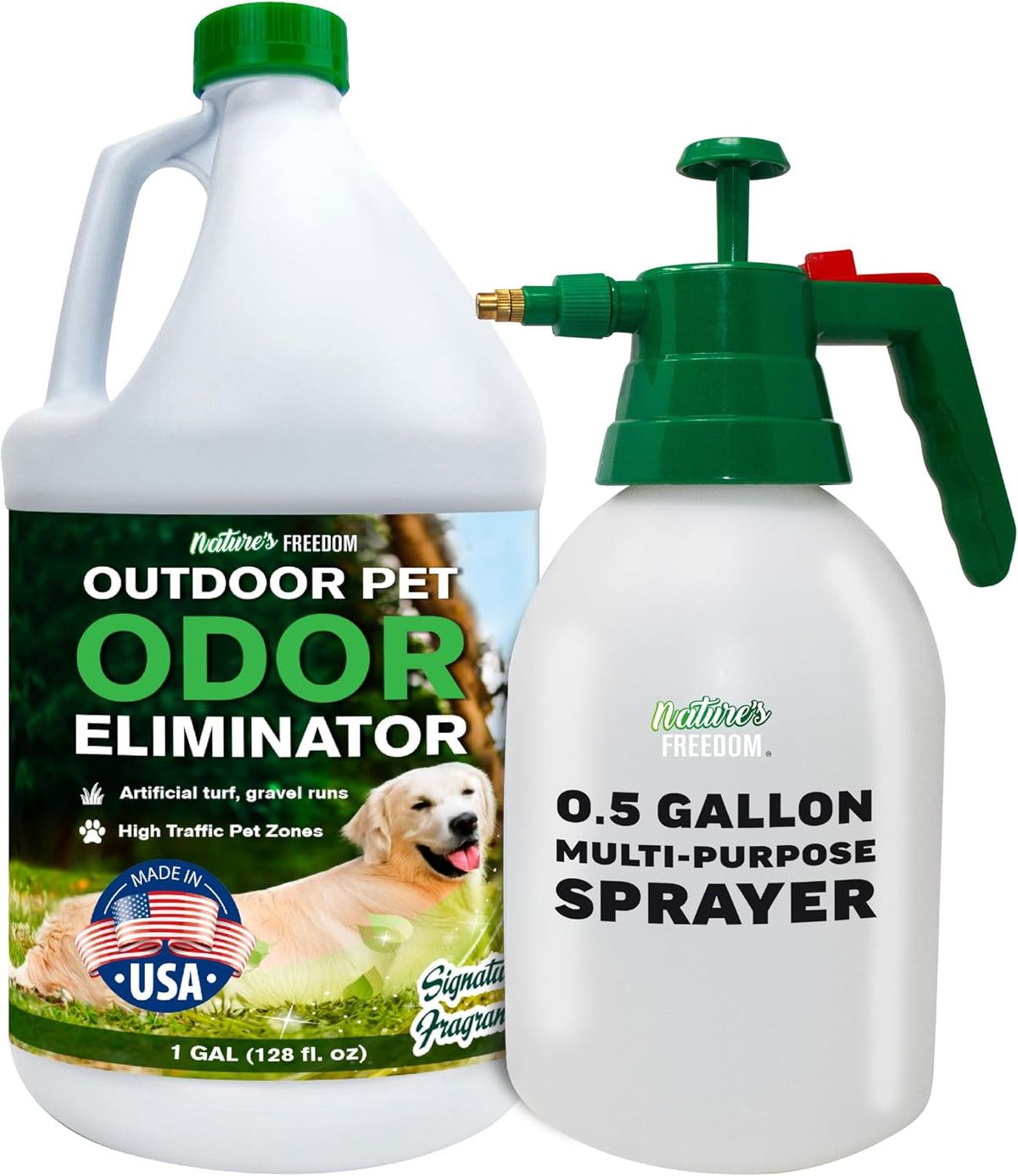 Concentrated Enzymes Outdoor Odor Eliminator, Turf and Yard Cleaner for Pet Urine, Deodorizer for Dog & Cat Waste & Smells, Makes 5 to 64 Gallons, Use on Grass, Patios, Kennels