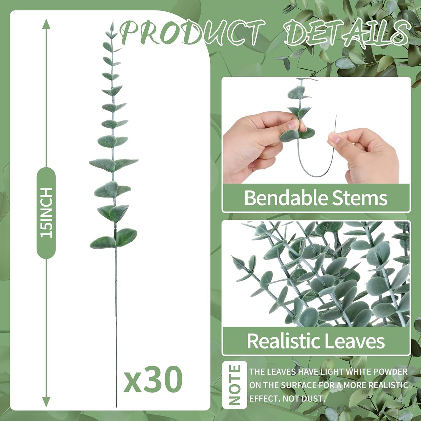 200 Pcs 5 Kinds Mixed Artificial Eucalyptus Leaves Stems Bulk Babys Breath Eucalyptus Bundle Faux Plants Greenery for DIY Bouquets Floral Arrangement Wedding Engagement Party Decor