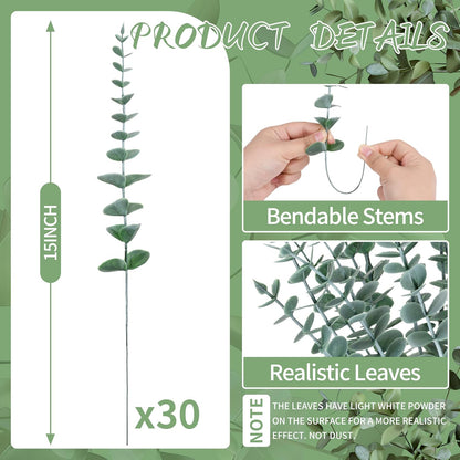 200 Pcs 5 Kinds Mixed Artificial Eucalyptus Leaves Stems Bulk Babys Breath Eucalyptus Bundle Faux Plants Greenery for DIY Bouquets Floral Arrangement Wedding Engagement Party Decor