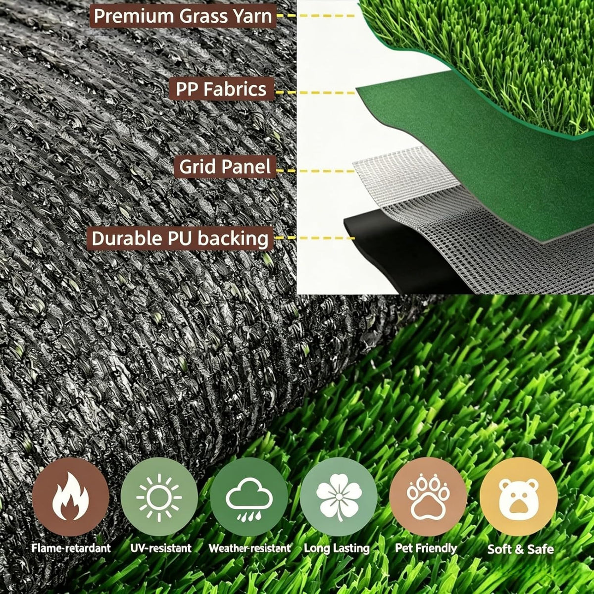 Artificial Grass Table Runner Rug 1 ft x 4 ft, Synthetic Fake Grass Turf Mat for Party Wedding Garden Home Decor, 0.8" Pile Height