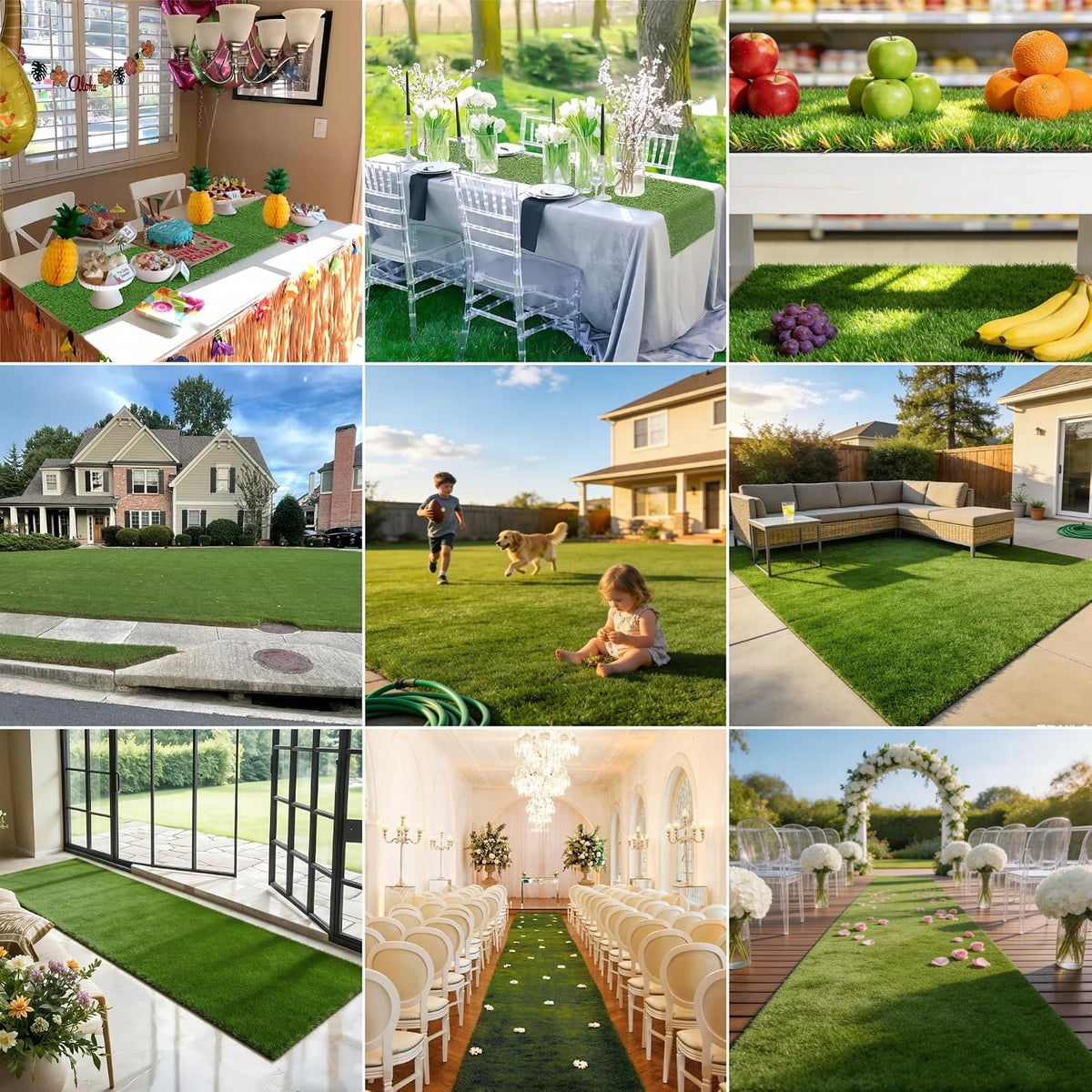 Artificial Grass Table Runner Rug 1 ft x 4 ft, Synthetic Fake Grass Turf Mat for Party Wedding Garden Home Decor, 0.8" Pile Height
