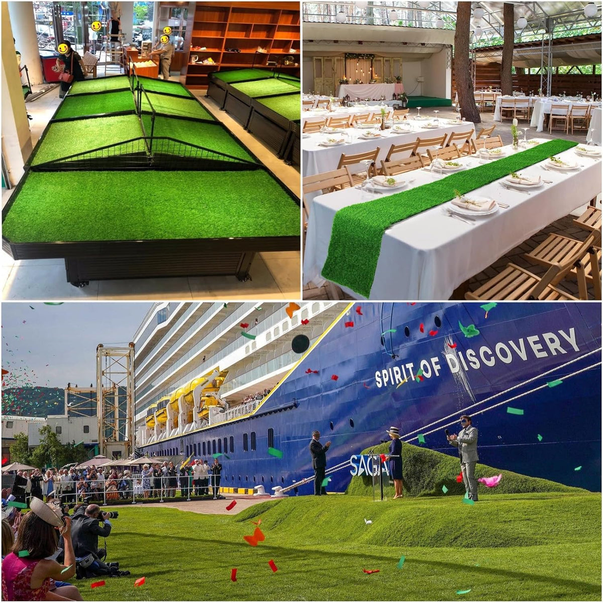 Artificial Grass Table Runner Rug 1 ft x 4 ft, Synthetic Fake Grass Turf Mat for Party Wedding Garden Home Decor, 0.8" Pile Height